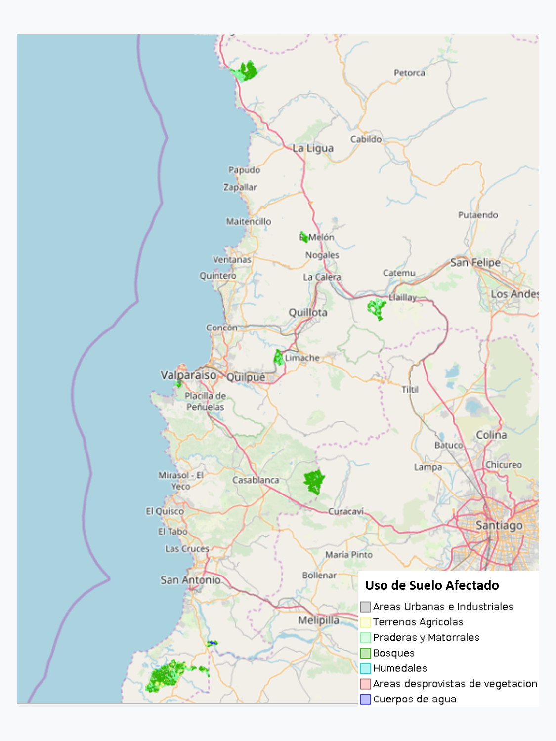 Superficie Afectada por Incendios Forestales en la Región de Valparaíso del 01-01-17 al 10-02-17